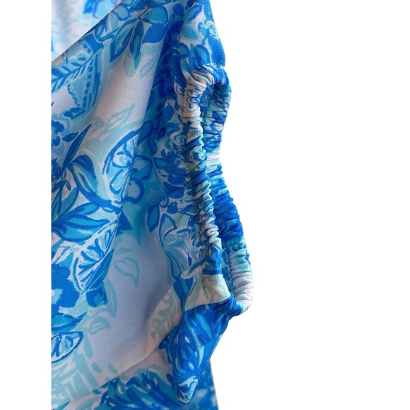 Lilly Pulitzer Size Large Blue Toile Me White Chiffon, ballon 3/4 sleeve. - Picture 6 of 14